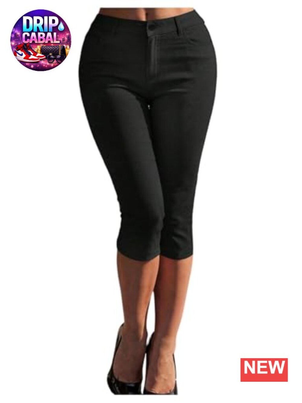 High Rise Skinny Capri Pants with Pockets, Summer Stretch Business Casual
